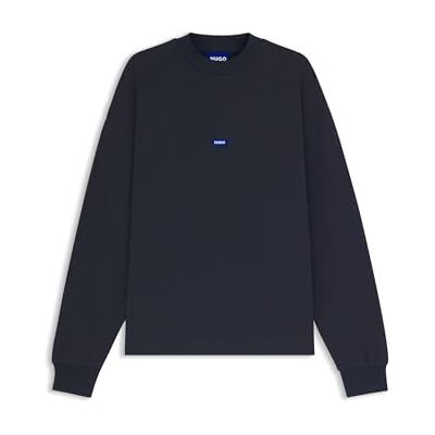 Hugo Boss Mens Nedro Cotton-terry sweatshirt with blue logo patch Hugo Boss Mens Nedro Cotton-terry sweatshirt with blue logo patch