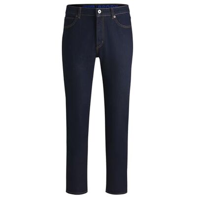 Hugo Boss Mens Brody Dark-Blue Tapered-fit Jeans in Stretch Denim Hugo Boss Mens Brody Dark-Blue Tapered-fit Jeans in Stretch Denim