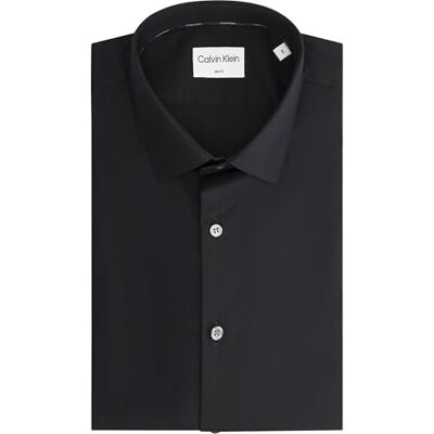 Calvin Klein Men's Slim ESNTL POPLIN NOS STR SLD Dress Shirts, Black (Black), XL Calvin Klein Men's Slim ESNTL POPLIN NOS STR SLD Dress Shirts, Black (Black), XL