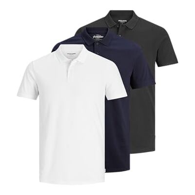 JACK & JONES Men's Jjebasic Polo SS 3Pk Mp Noos (Pack of 3), Blazer Navy, XS JACK & JONES Men's Jjebasic Polo SS 3Pk Mp Noos (Pack of 3), Blazer Navy, XS