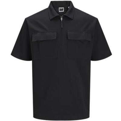 JACK & JONES Men's Jcotanical Polo Ss Shirt, Black, L JACK & JONES Men's Jcotanical Polo Ss Shirt, Black, L