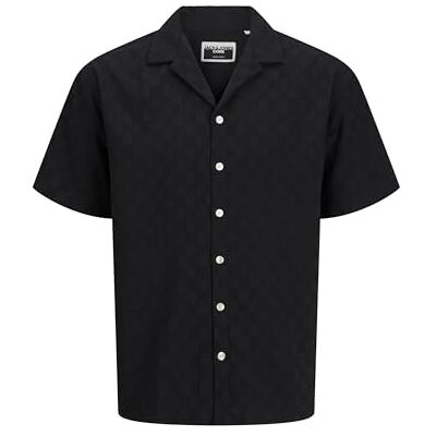 JACK & JONES Jcosago Texture Shirt SS, Black, S JACK & JONES Jcosago Texture Shirt SS, Black, S