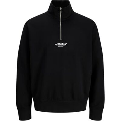 JACK & JONES Mens 1/4 Quarter Zip Sweatshirt Black JACK & JONES Mens 1/4 Quarter Zip Sweatshirt Black