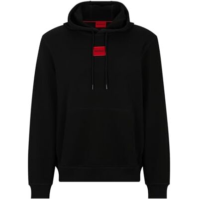 Hugo Boss Mens Daratschi214 Cotton-terry hooded sweatshirt with red logo label Hugo Boss Mens Daratschi214 Cotton-terry hooded sweatshirt with red logo label