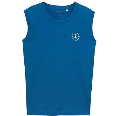 TOM TAILOR Men's Basic Tank Top with Logo Print, 28857 Blue Petrol, S TOM TAILOR Men's Basic Tank Top with Logo Print, 28857 Blue Petrol, S