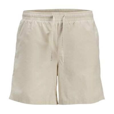 JACK & JONES Mens Shorts, Summer Beach Drawstring Waist Band Casual Shorts with Pocket for Men UK, Feather Grey Colour, Size M JACK & JONES Mens Shorts, Summer Beach Drawstring Waist Band Casual Shorts with Pocket for Men UK, Feather Grey Colour, Size M