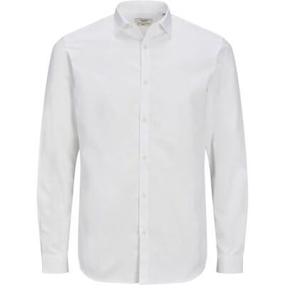 JACK & JONES Mens Crdiff Long Sleeve Shirt White S JACK & JONES Mens Crdiff Long Sleeve Shirt White S