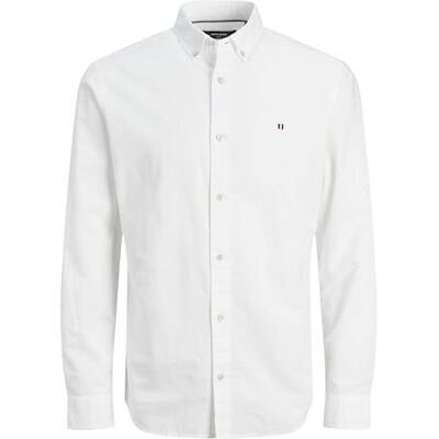 JACK & JONES Men's Jprblusummer Shield Shirt L/S Long Sleeve Shirt, White/fit: Slim fit., M JACK & JONES Men's Jprblusummer Shield Shirt L/S Long Sleeve Shirt, White/fit: Slim fit., M
