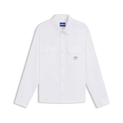 Hugo Boss Mens Ekynone Logo-Label Shirt in Cotton Twill Hugo Boss Mens Ekynone Logo-Label Shirt in Cotton Twill
