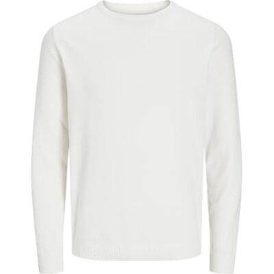 JACK & JONES Male Knitted Jumper with Crew Neck Plain Knitted Jumper with Crew Neck, Cloud dancer, S JACK & JONES Male Knitted Jumper with Crew Neck Plain Knitted Jumper with Crew Neck, Cloud dancer, S