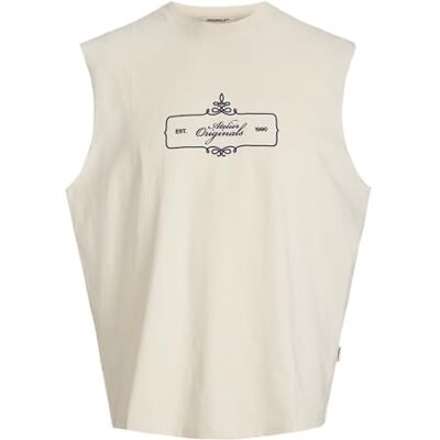 JACK & JONES Men's Jorbellagio Ornaments Tee SL Crew Neck, Antique White, XL JACK & JONES Men's Jorbellagio Ornaments Tee SL Crew Neck, Antique White, XL