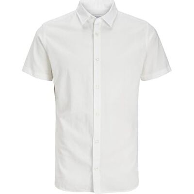 JACK & JONES JACK&JONES PLUS Men's Jjebreeze Shirt Ss Sn Pls Short Sleeve Shirt, White, 3XL JACK & JONES JACK&JONES PLUS Men's Jjebreeze Shirt Ss Sn Pls Short Sleeve Shirt, White, 3XL