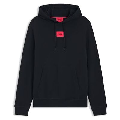 Hugo Boss Mens Daratschi214 Cotton-terry hooded sweatshirt with red logo label Hugo Boss Mens Daratschi214 Cotton-terry hooded sweatshirt with red logo label
