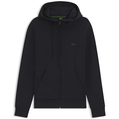 Boss Mens Saggy Logo-print zip-up hoodie in stretch cotton Boss Mens Saggy Logo-print zip-up hoodie in stretch cotton