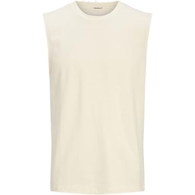 JACK & JONES Men's Jorhydra Sleeveless Texture Tee, Antique White, M JACK & JONES Men's Jorhydra Sleeveless Texture Tee, Antique White, M
