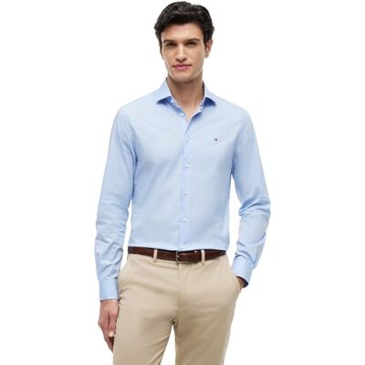 Tommy Hilfiger Men's Long Sleeve Shirt, Blue (Custom Color Light Blue), 38 Tommy Hilfiger Men's Long Sleeve Shirt, Blue (Custom Color Light Blue), 38
