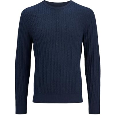 JACK & JONES Mens Cable Knit Jumper Navy Blazer XXL JACK & JONES Mens Cable Knit Jumper Navy Blazer XXL