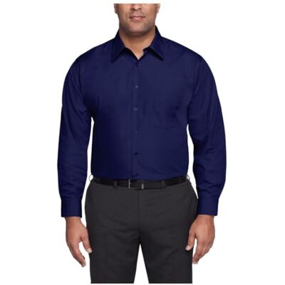 Van Heusen Men's Tall Dress Shirt Big Fit Poplin, Persian Blue, 18.5" Neck 34"-35" Sleeve Van Heusen Men's Tall Dress Shirt Big Fit Poplin, Persian Blue, 18.5" Neck 34"-35" Sleeve