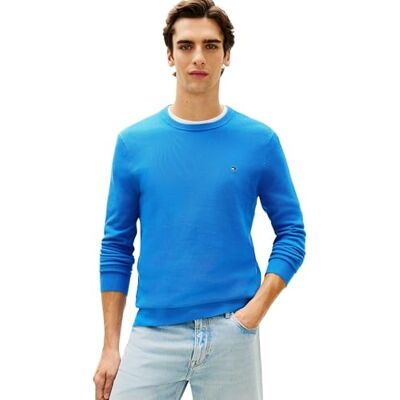 Tommy Hilfiger Men's Essential Structure Crew Neck MW0MW36347 Pullover Sweater, Blue, XXL Tommy Hilfiger Men's Essential Structure Crew Neck MW0MW36347 Pullover Sweater, Blue, XXL