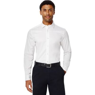 Amazon Essentials Men's Slim-Fit Stretch Wrinkle-Free Spread Collar Dress Shirt, White, XXL Amazon Essentials Men's Slim-Fit Stretch Wrinkle-Free Spread Collar Dress Shirt, White, XXL