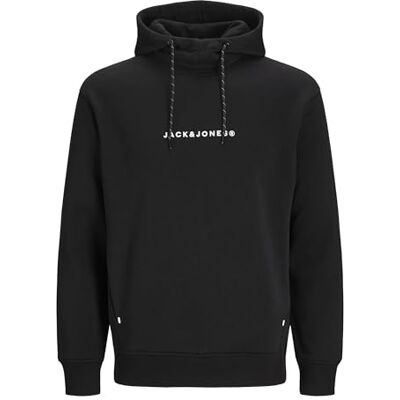 JACK & JONES Men's Jjtree Sweat Hood Hoodie, Black/Print: , S JACK & JONES Men's Jjtree Sweat Hood Hoodie, Black/Print: , S