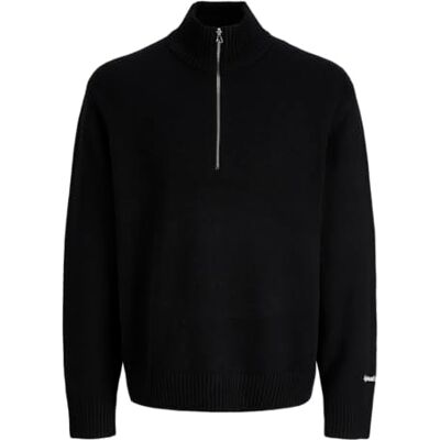 JACK & JONES Jornorrebro Knit Half Zip Sn, Black, XL JACK & JONES Jornorrebro Knit Half Zip Sn, Black, XL