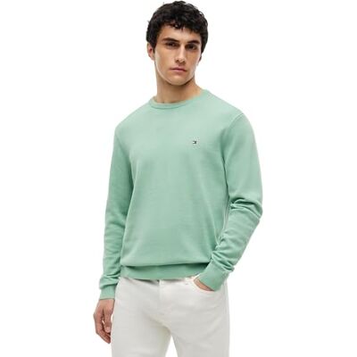 Tommy Hilfiger Men's Essential Ssnl Cotton Crew Neck Mw0Mw39999 Pullover Sweater, Green (Cut Grass), S Tommy Hilfiger Men's Essential Ssnl Cotton Crew Neck Mw0Mw39999 Pullover Sweater, Green (Cut Grass), S