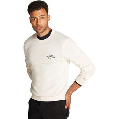 Tommy Hilfiger Men’s Graphic Cotton Round Neck Jumper, Off-White (Ivory Petal), XXXL Tommy Hilfiger Men’s Graphic Cotton Round Neck Jumper, Off-White (Ivory Petal), XXXL