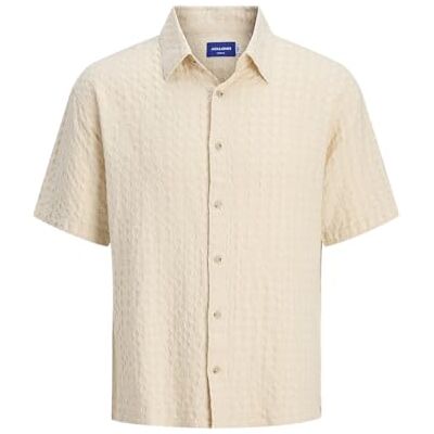JACK & JONES Men's Jordobby Check Shirt SS, Antique White, M JACK & JONES Men's Jordobby Check Shirt SS, Antique White, M