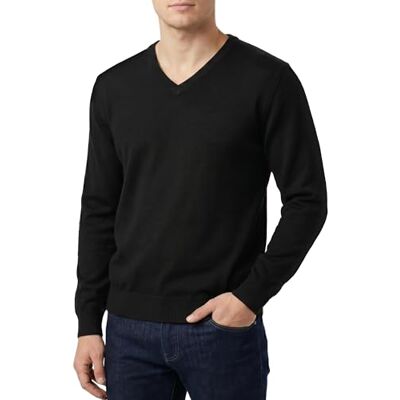 Castle Point Men’s 100% Cotton Knitted Jumper Lightweight V-Neck Pullover Sweater Classic Everyday Casual Knitwear (Black V Neck, S) Castle Point Men’s 100% Cotton Knitted Jumper Lightweight V-Neck Pullover Sweater Classic Everyday Casual Knitwear (Black V Neck, S)