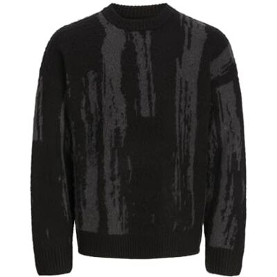 JACK & JONES Men's Jcocover Knit Brushed Crew Neck, Black, S JACK & JONES Men's Jcocover Knit Brushed Crew Neck, Black, S
