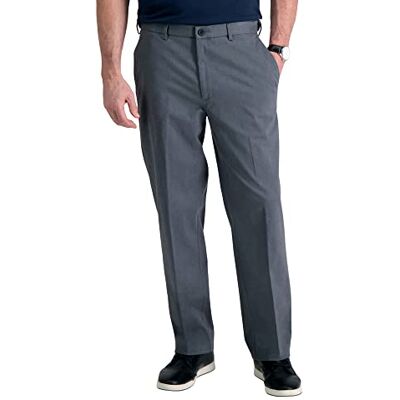Haggar Men's Premium No Iron Khaki Classic Fit Flat Front Casual Pant (Regular and Big & Tall Sizes), Charcoal Heather, 32W / 30L Haggar Men's Premium No Iron Khaki Classic Fit Flat Front Casual Pant (Regular and Big & Tall Sizes), Charcoal Heather, 32W / 30L