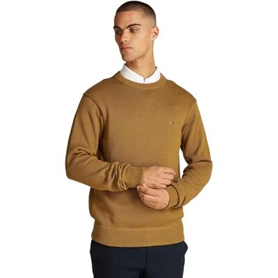 Tommy Hilfiger Men’s Chunky Cotton Crew Neck Knitted Jumper, Brown (Country Brown), 3XL Tommy Hilfiger Men’s Chunky Cotton Crew Neck Knitted Jumper, Brown (Country Brown), 3XL