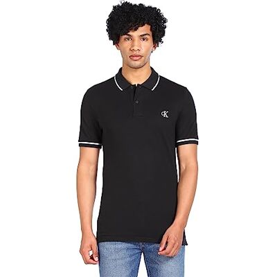Calvin Klein Jeans Men Polo Shirt Short Sleeve, Black (Ck Black), XXL Calvin Klein Jeans Men Polo Shirt Short Sleeve, Black (Ck Black), XXL