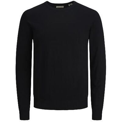 JACK & JONES Men's Lightweight Long Sleeve Knit Pullover Crew Neck Essential Sweater Top Jumper JJEMIL., Colours:Black, Size Sweater:XL JACK & JONES Men's Lightweight Long Sleeve Knit Pullover Crew Neck Essential Sweater Top Jumper JJEMIL., Colours:Black, Size Sweater:XL