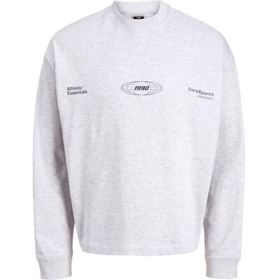 JACK & JONES Men's Jcosignal Sweat Crew Neck, White Melange, S JACK & JONES Men's Jcosignal Sweat Crew Neck, White Melange, S