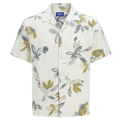 JACK & JONES Jorluke Varenna AOP Shirt SS, Cloud Dancer, M JACK & JONES Jorluke Varenna AOP Shirt SS, Cloud Dancer, M