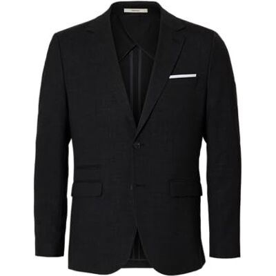 SELECTED MEN Men's Slmslim-Oasis Linen BLZ Noos Slmslim-Oasis Linen BLZ Noos (Pack of 1), Black, 46 SELECTED MEN Men's Slmslim-Oasis Linen BLZ Noos Slmslim-Oasis Linen BLZ Noos (Pack of 1), Black, 46