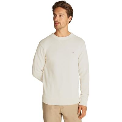 Tommy Hilfiger Men’s Chunky Cotton Crew Neck Knitted Jumper, Off-White (Ivory Petal), XXXL Tommy Hilfiger Men’s Chunky Cotton Crew Neck Knitted Jumper, Off-White (Ivory Petal), XXXL