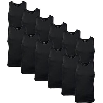 Gildan Men's A-Shirt Tanks, Multipack, Style G1104, Black (12-Pack), S Gildan Men's A-Shirt Tanks, Multipack, Style G1104, Black (12-Pack), S