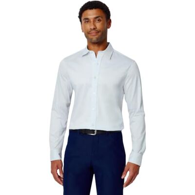 Amazon Essentials Men's Slim-Fit Long-Sleeve Stretch Dress Shirt, Light Blue, XXL Amazon Essentials Men's Slim-Fit Long-Sleeve Stretch Dress Shirt, Light Blue, XXL