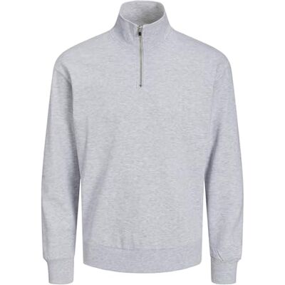 JACK & JONES Men's Jjebradley Sweat Half Zip Noos Sweatshirt, Light Grey Mix, XL JACK & JONES Men's Jjebradley Sweat Half Zip Noos Sweatshirt, Light Grey Mix, XL