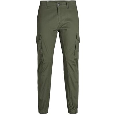 JACK & JONES Male Cargo Pants Plus Tapered Slim Fit Cargo Trousers, Olive Night, 46W x 32L JACK & JONES Male Cargo Pants Plus Tapered Slim Fit Cargo Trousers, Olive Night, 46W x 32L