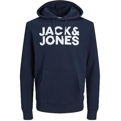 JACK & JONES NOS Men's Jjecorp Logo Sweat Hood Noos Hoodie, Blue (Navy BlazerBlau), Small JACK & JONES NOS Men's Jjecorp Logo Sweat Hood Noos Hoodie, Blue (Navy BlazerBlau), Small