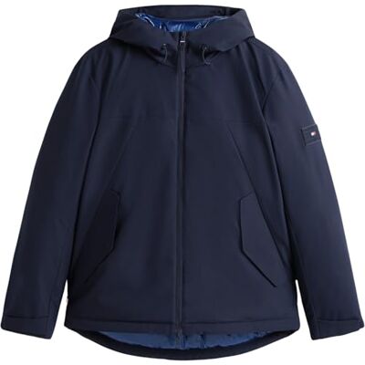 Tommy Hilfiger Men's Short Tech Hooded Water Repellent Windbreaker, Blue (Desert Sky), XL Tommy Hilfiger Men's Short Tech Hooded Water Repellent Windbreaker, Blue (Desert Sky), XL