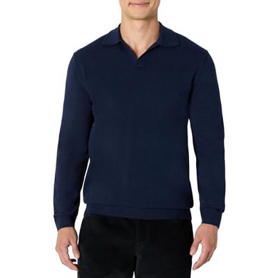 Amazon Essentials Men's Long Sleeve Regular Fit Knit Polo Jumper, Navy, L Amazon Essentials Men's Long Sleeve Regular Fit Knit Polo Jumper, Navy, L