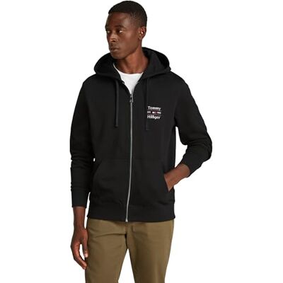 Tommy Hilfiger Men’s Zipped Stack Hoodie, Black (Black), XS Tommy Hilfiger Men’s Zipped Stack Hoodie, Black (Black), XS