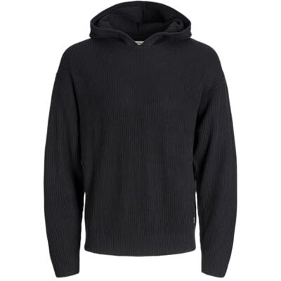JACK & JONES Men's Jjpannel Knit Hoodie, Black, S JACK & JONES Men's Jjpannel Knit Hoodie, Black, S