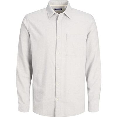 JACK & JONES Men's Jorroger Melange Shirt LS Shirt, Light Grey Mix, M JACK & JONES Men's Jorroger Melange Shirt LS Shirt, Light Grey Mix, M