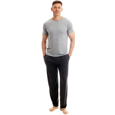 Light & Shade Men's Two-Piece Pyjamas Crew Neck T-Shirt and Trousers Bottoms Pyjama Set, Light Grey Marl, XXL Light & Shade Men's Two-Piece Pyjamas Crew Neck T-Shirt and Trousers Bottoms Pyjama Set, Light Grey Marl, XXL